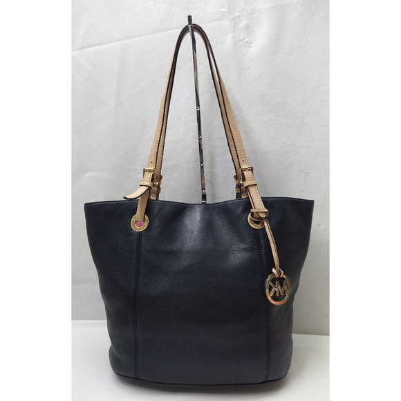 Michael Kors Jet Set Black Soft Leather Double Handles Tote Shoulder Bag - Picture 1 of 16